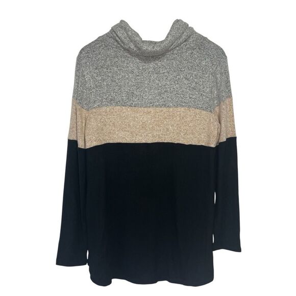 Market & Spruce Brushed Knit Top Womens Medium Cowl Neck Colorblock Pullover - Picture 3 of 5